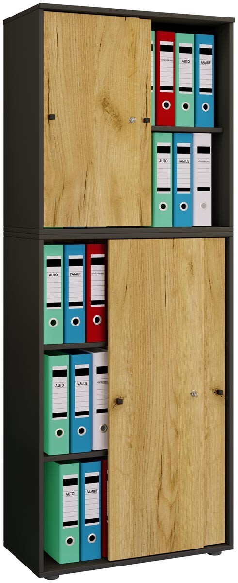 Kancelářská skříň Lona XXL s posuvnými dveřmi, antracitová