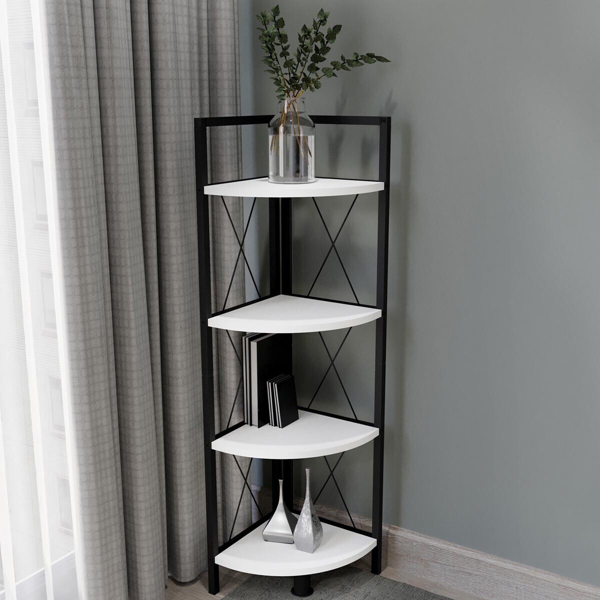 Rohová police Insasi 4, bílá