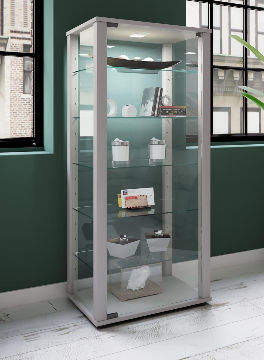 Stojací vitrína Kavisa L, stříbrná