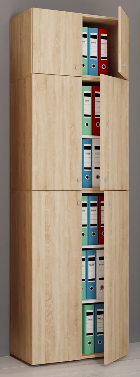 Kancelářská skříň Lona XXL s otočnými dveřmi S přídavným zařízením, dub sonoma