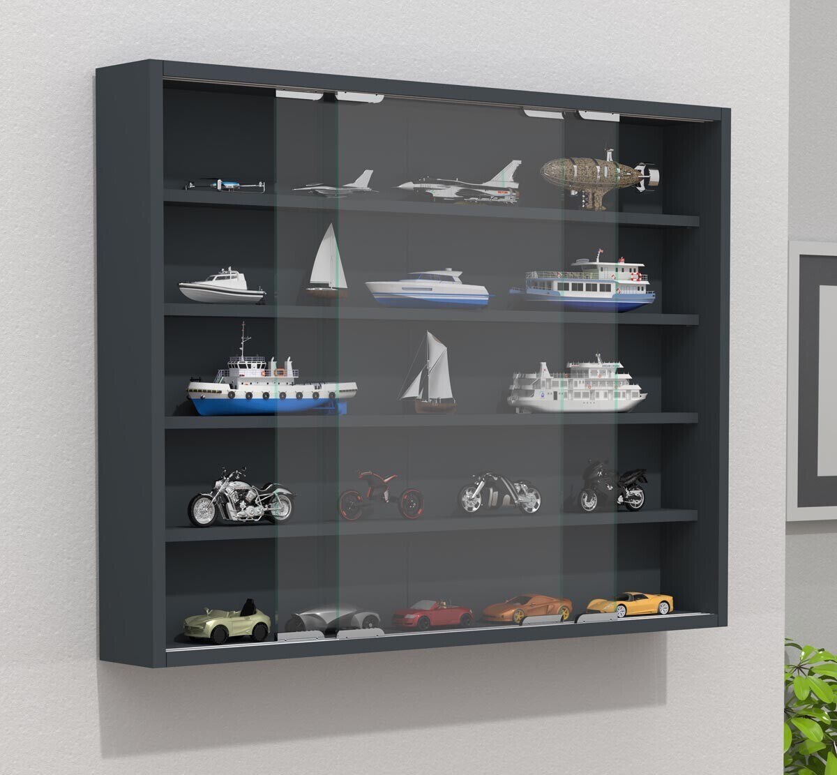 Nástěnná vitrína Agisa L, antracitová