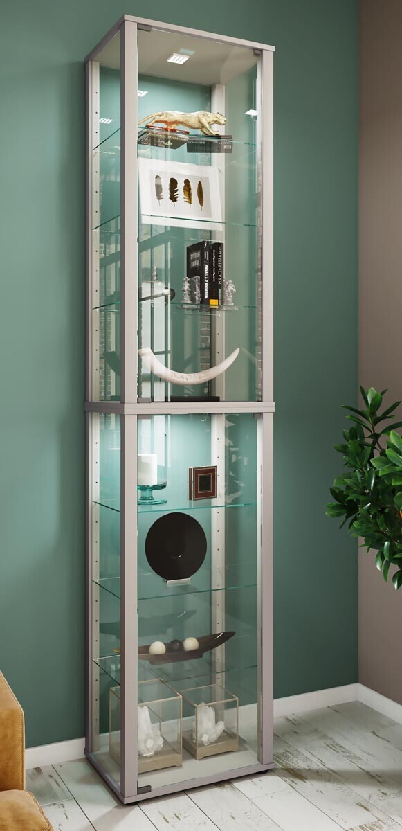 Stojací vitrína Kavisa XL, stříbrná