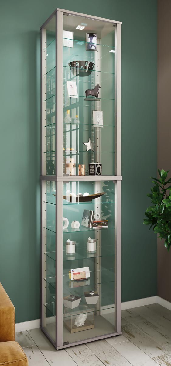 Stojací vitrína Kavisa XXL, stříbrná