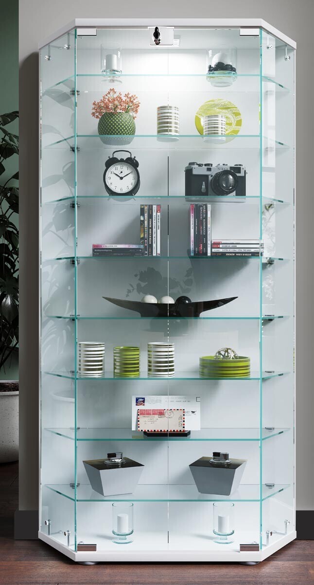 Volně stojící vitrína Cenila XL, bílá