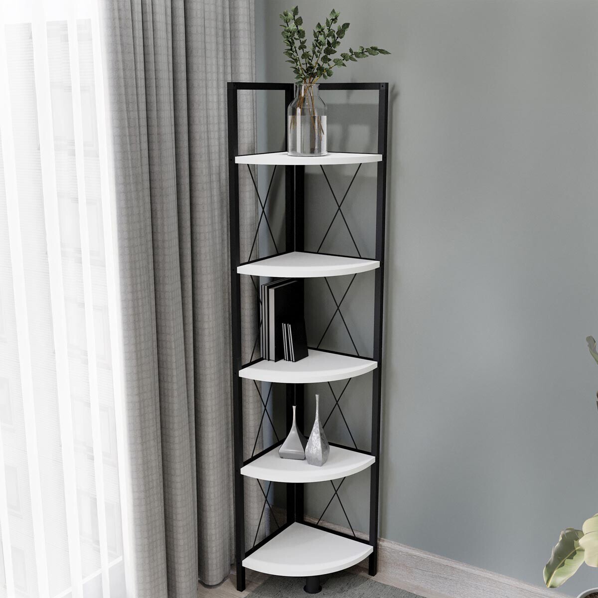 Rohová police Insasi 5, bílá