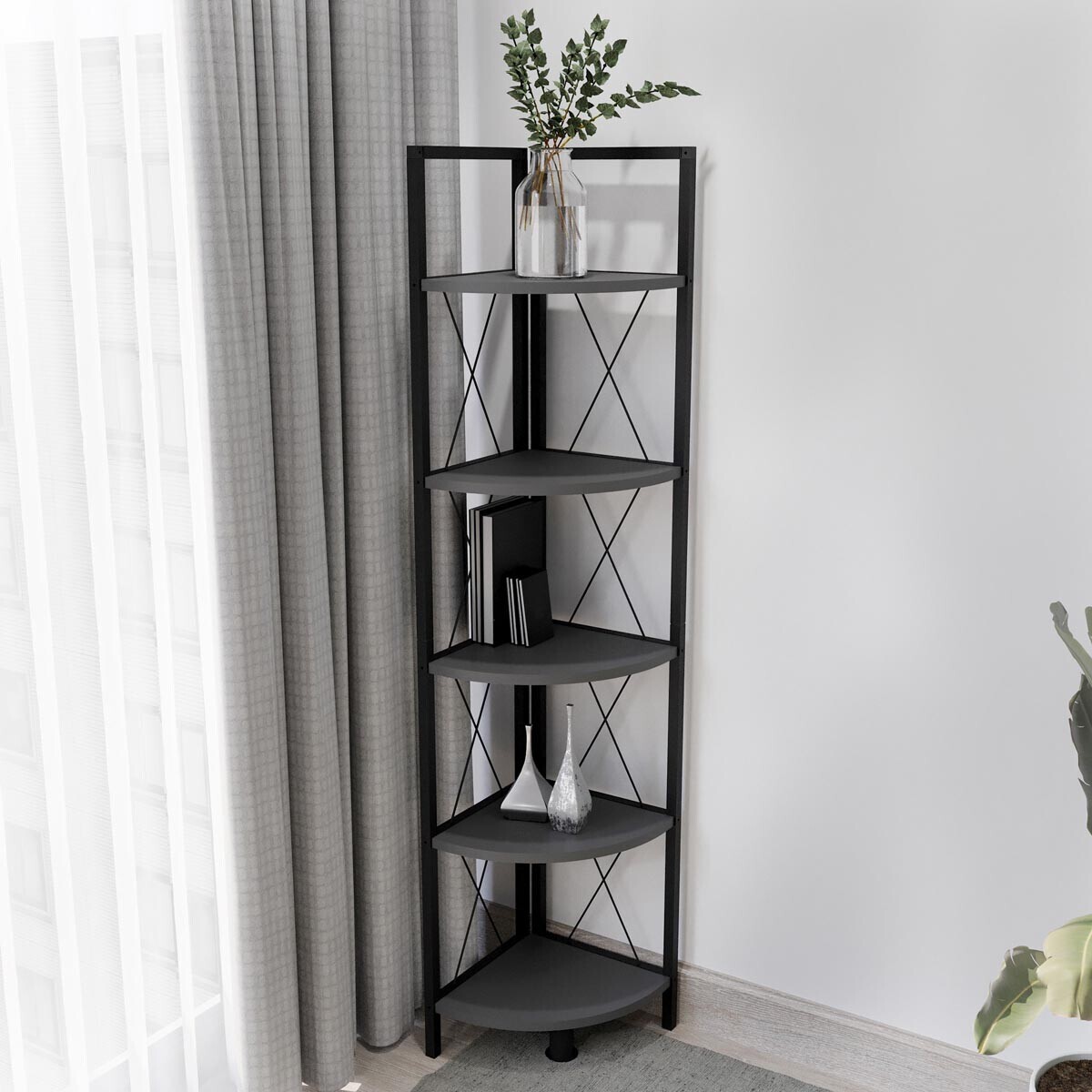 Rohová police Insasi 5, Antracit