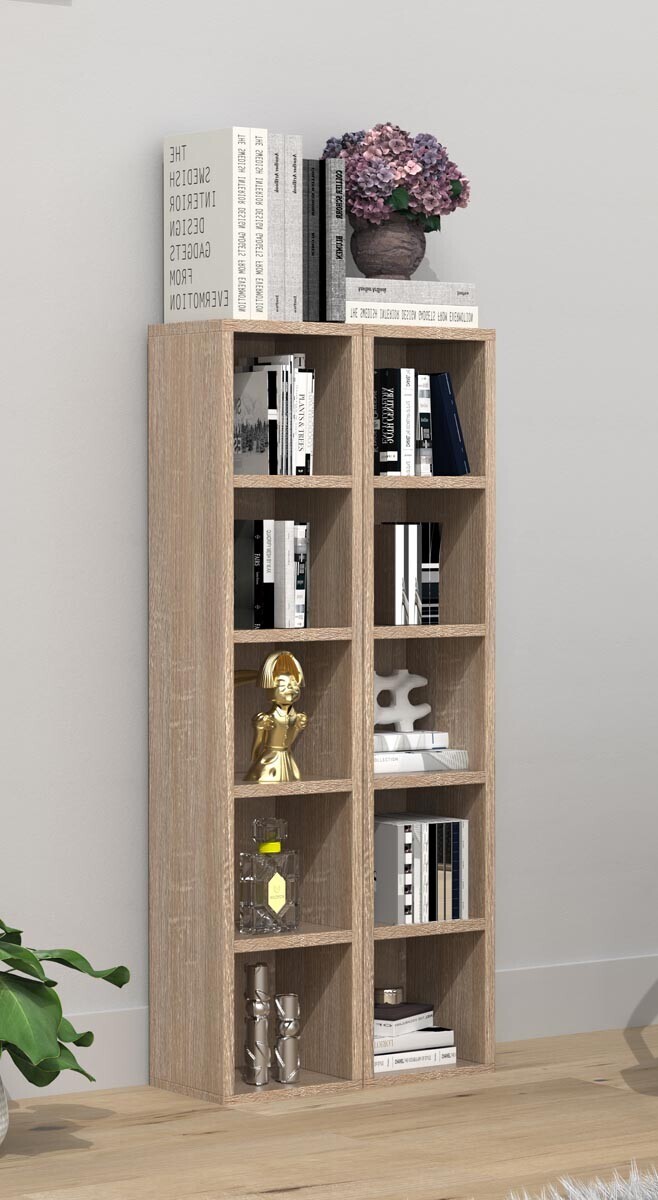 Dřevěný stojan na CD a DVD Megosa S, dub sonoma