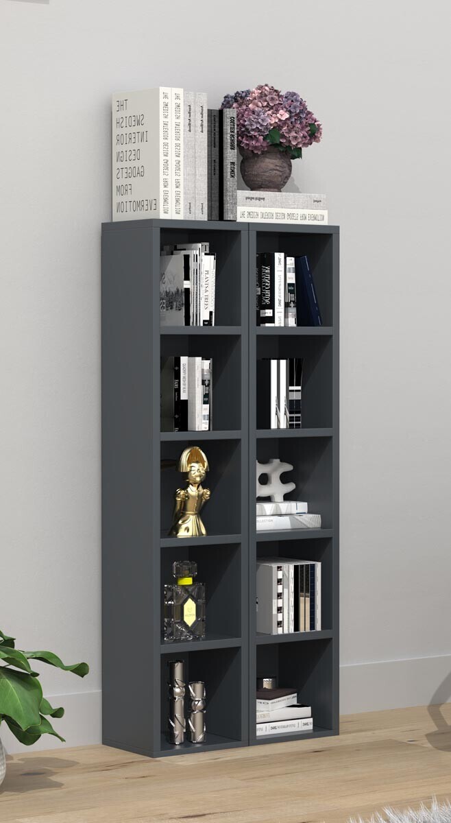 Dřevěný stojan na CD a DVD Megosa S, antracitová