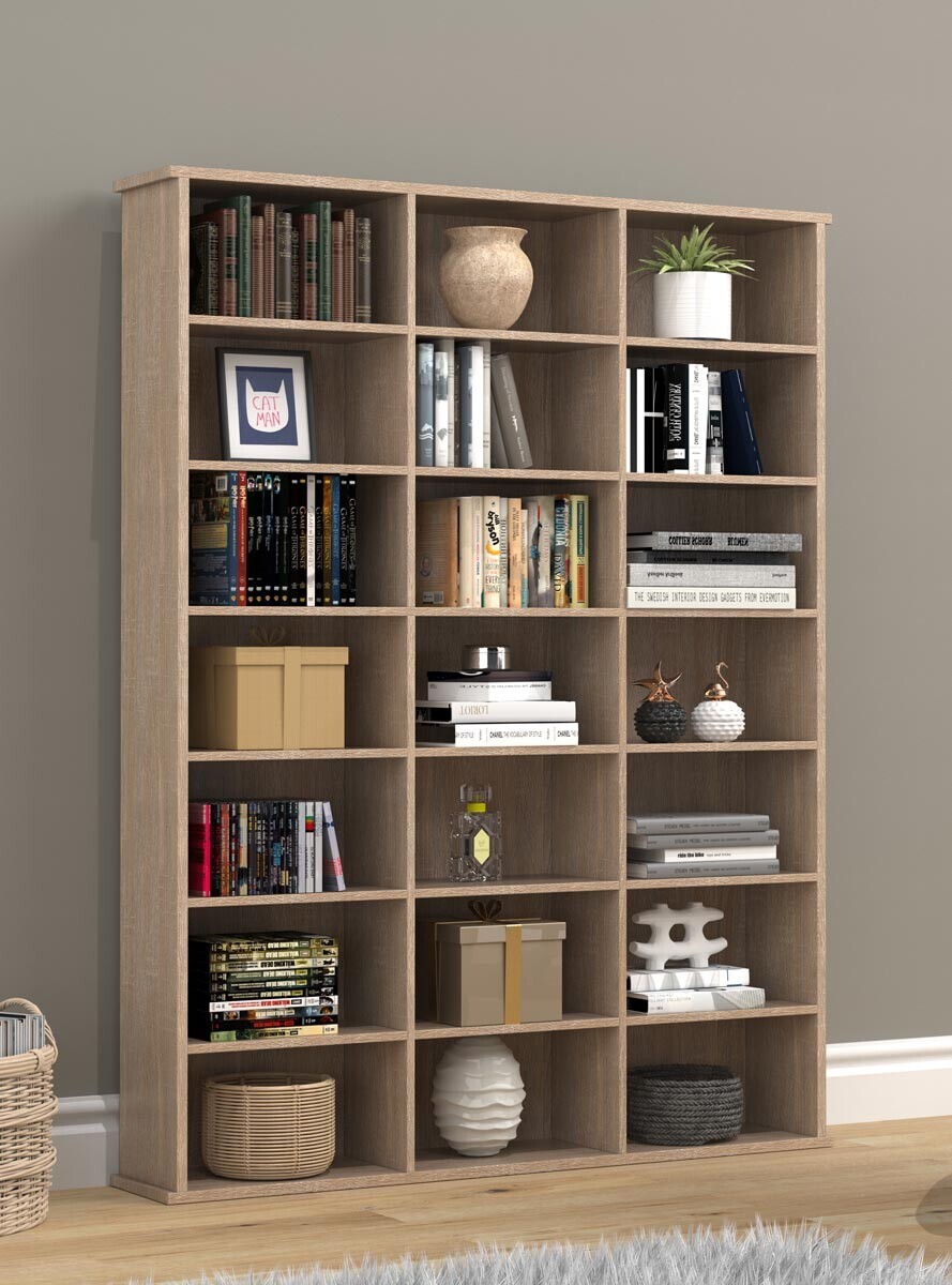 Dřevěný stojan na CD a DVD Megosa M, dub sonoma