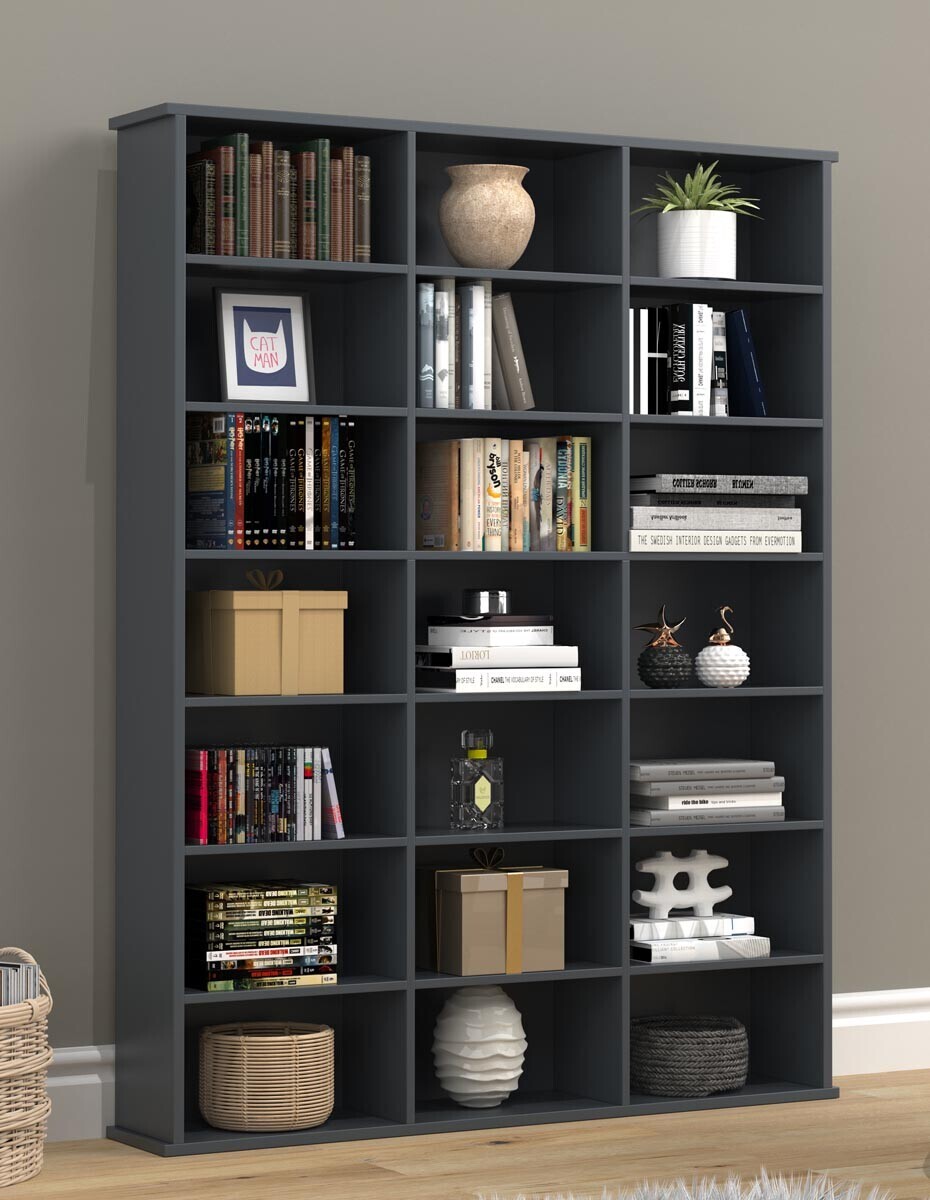 Dřevěný stojan na CD a DVD Megosa M, antracitová