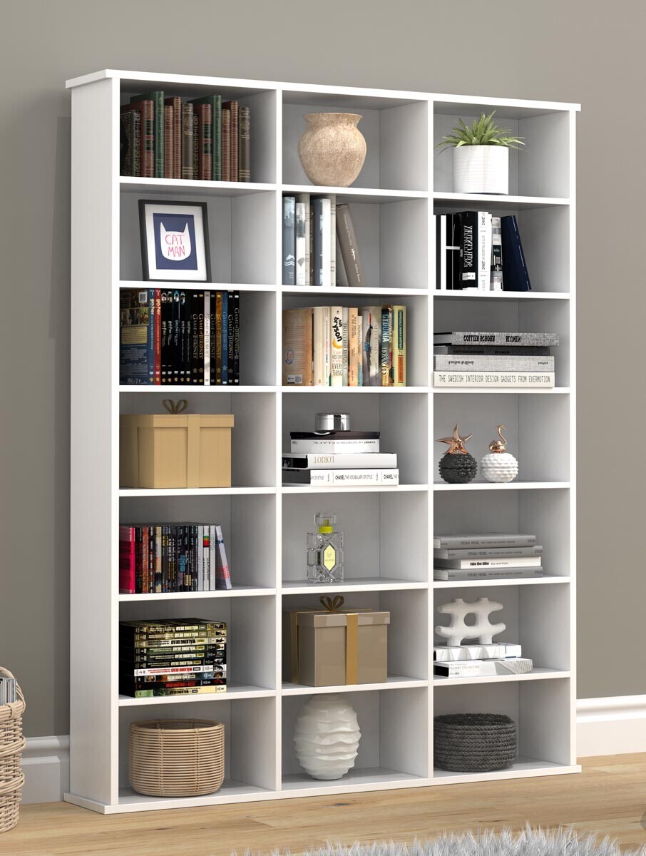 Dřevěný stojan na CD a DVD Megosa M, bílá