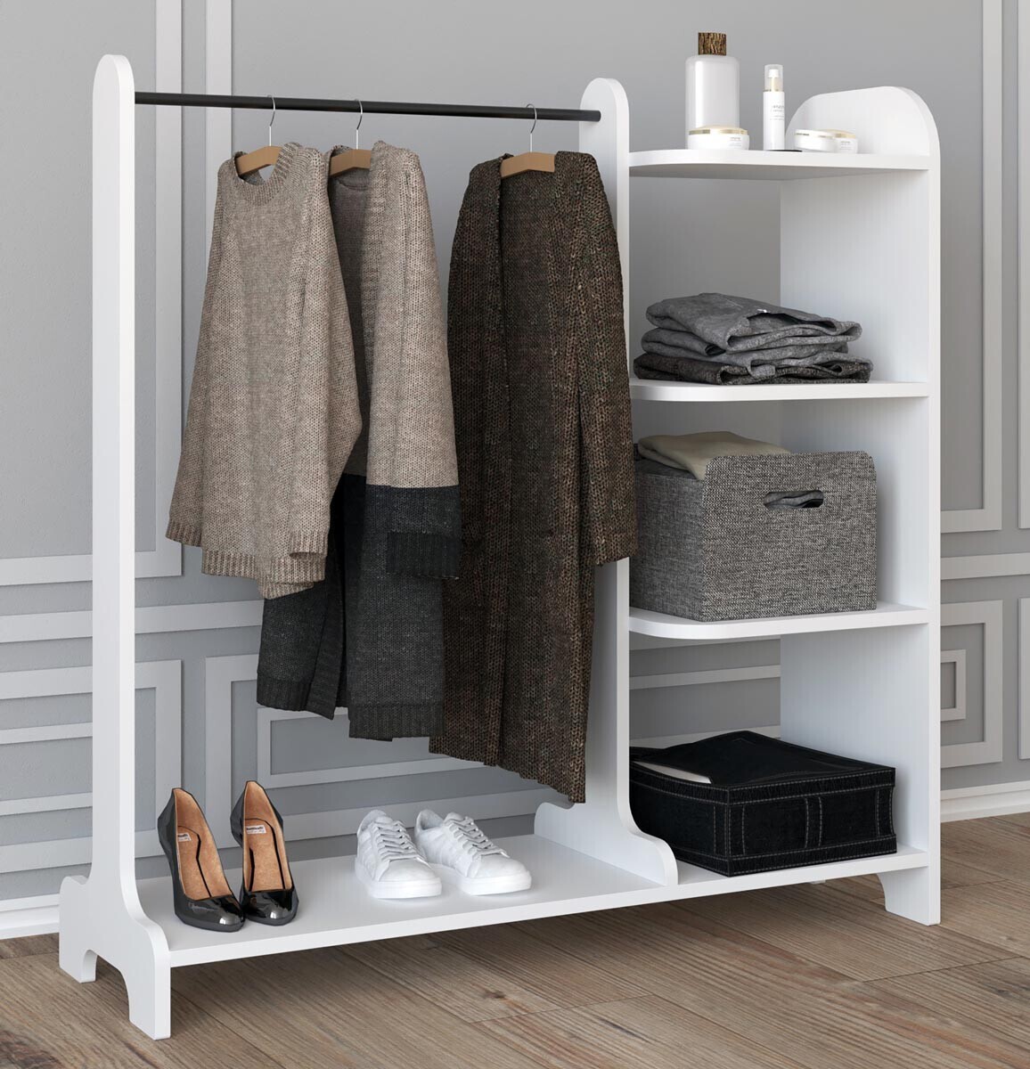 Otevřená šatní skříň Lempu, bílá