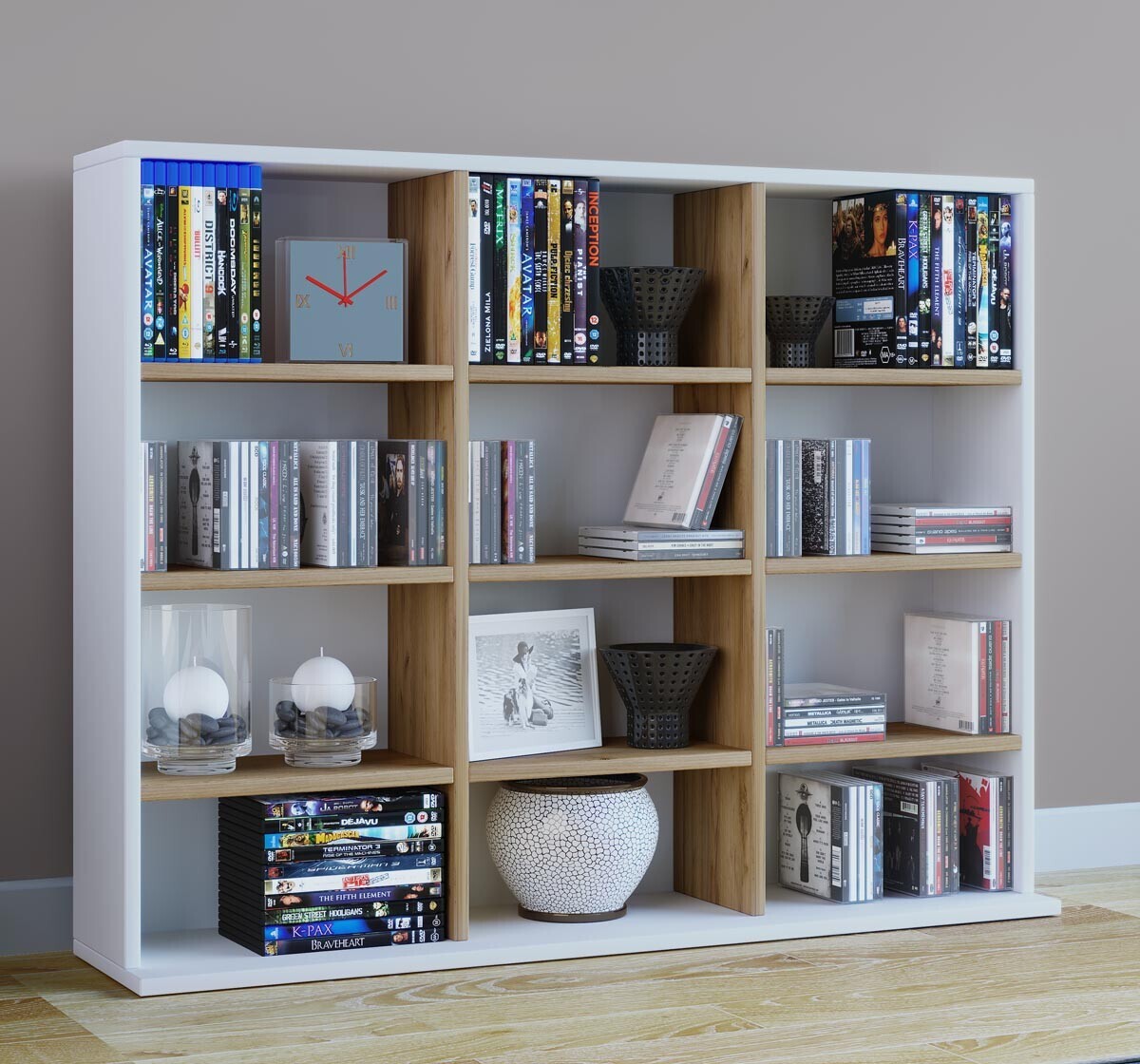 Dřevěný stojan na CD a DVD Megosa L, dub medový