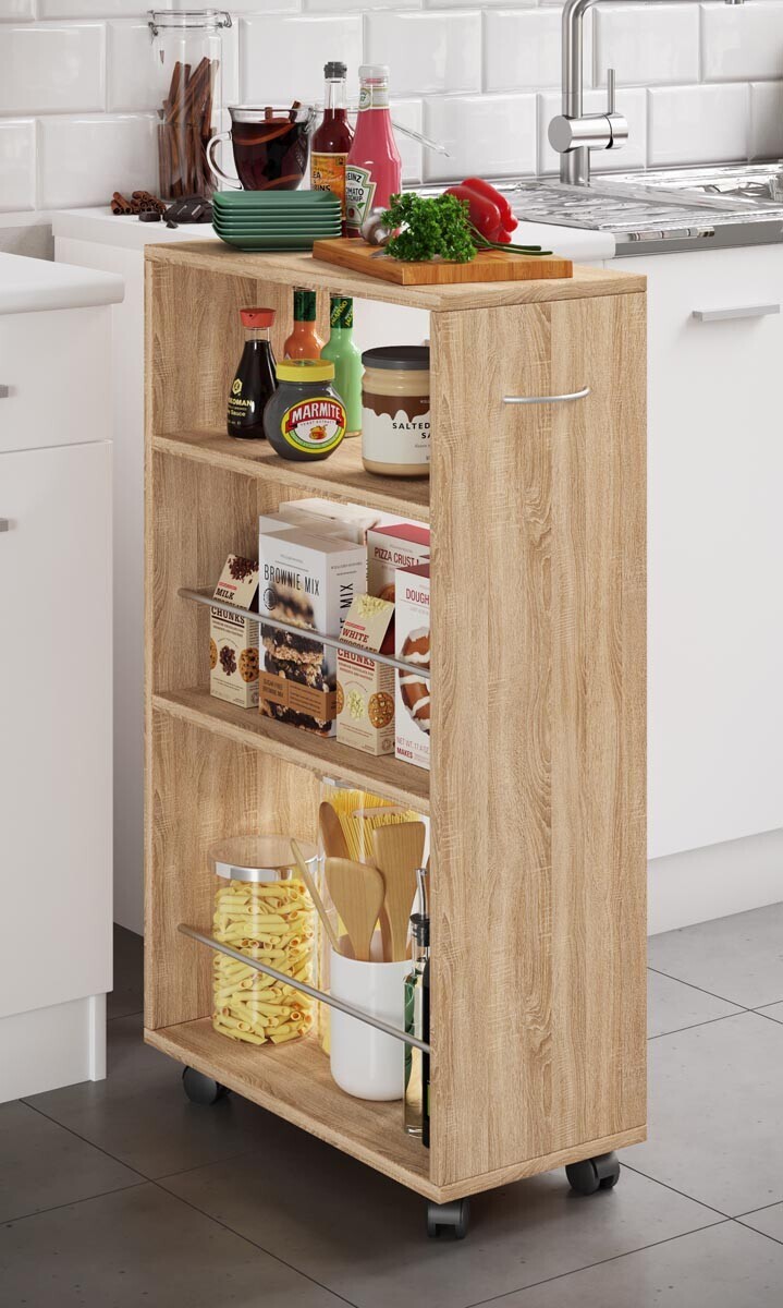 Kuchyňský modul Tusal na kolečkách, dub sonoma