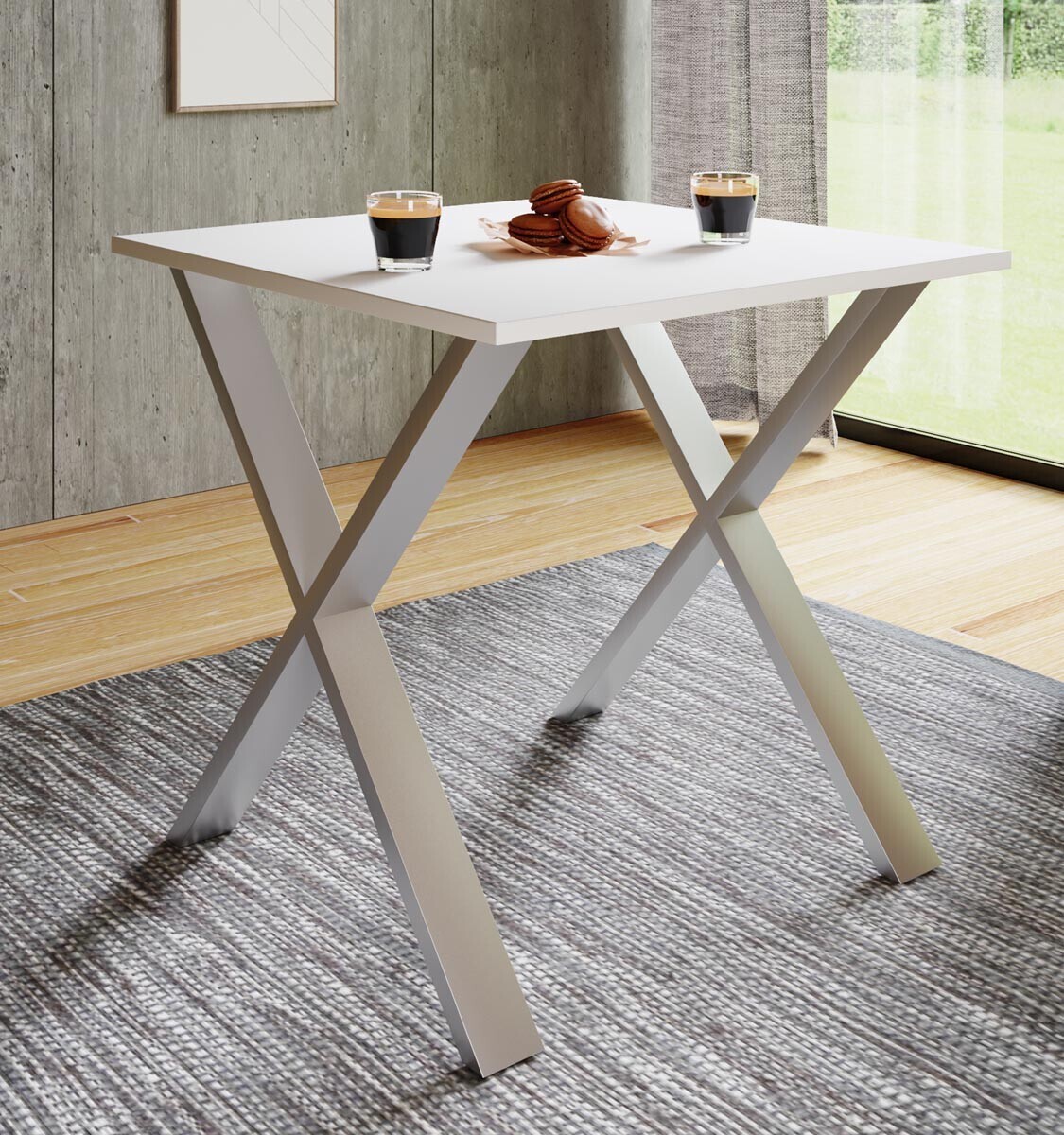 Jídelní stůl Xona 80x50 X-nohy, bílý
