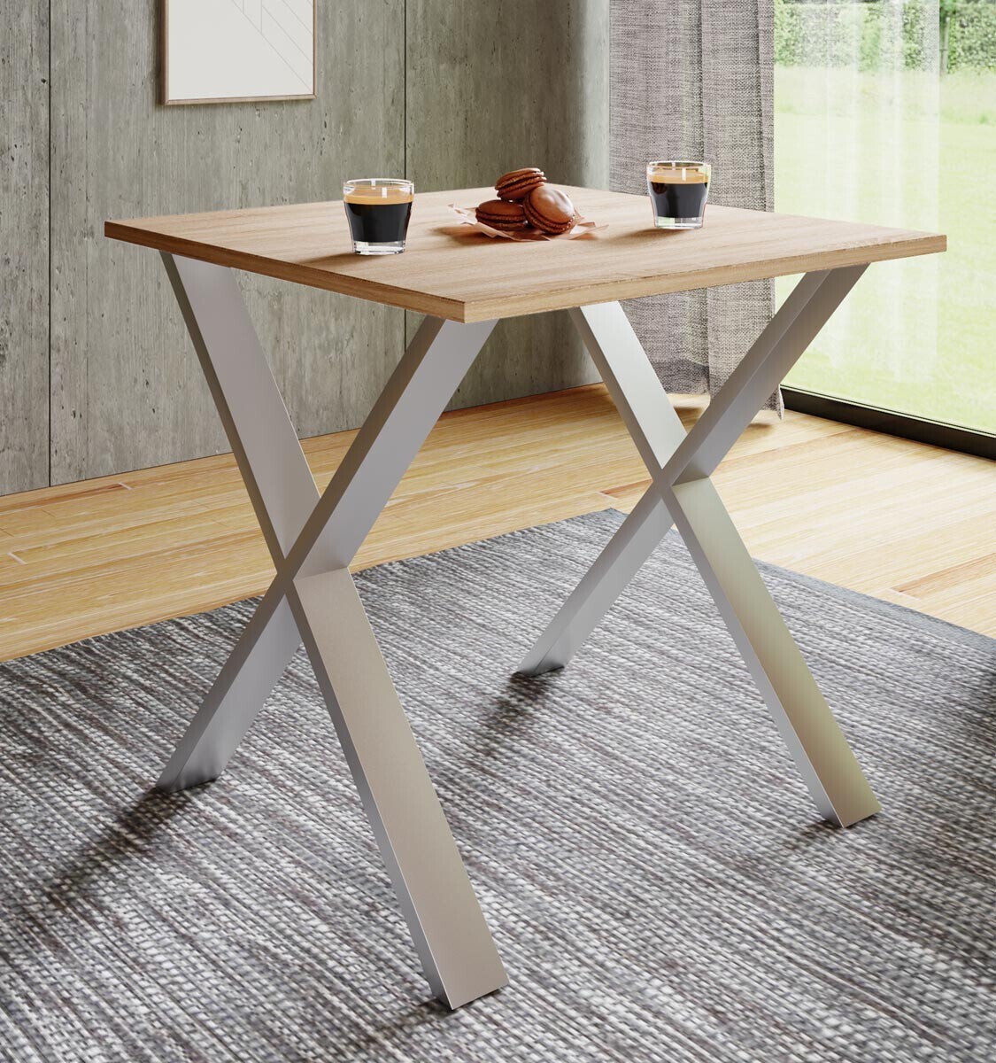 Jídelní stůl Xona 80x50 X-nohy, dub sonoma