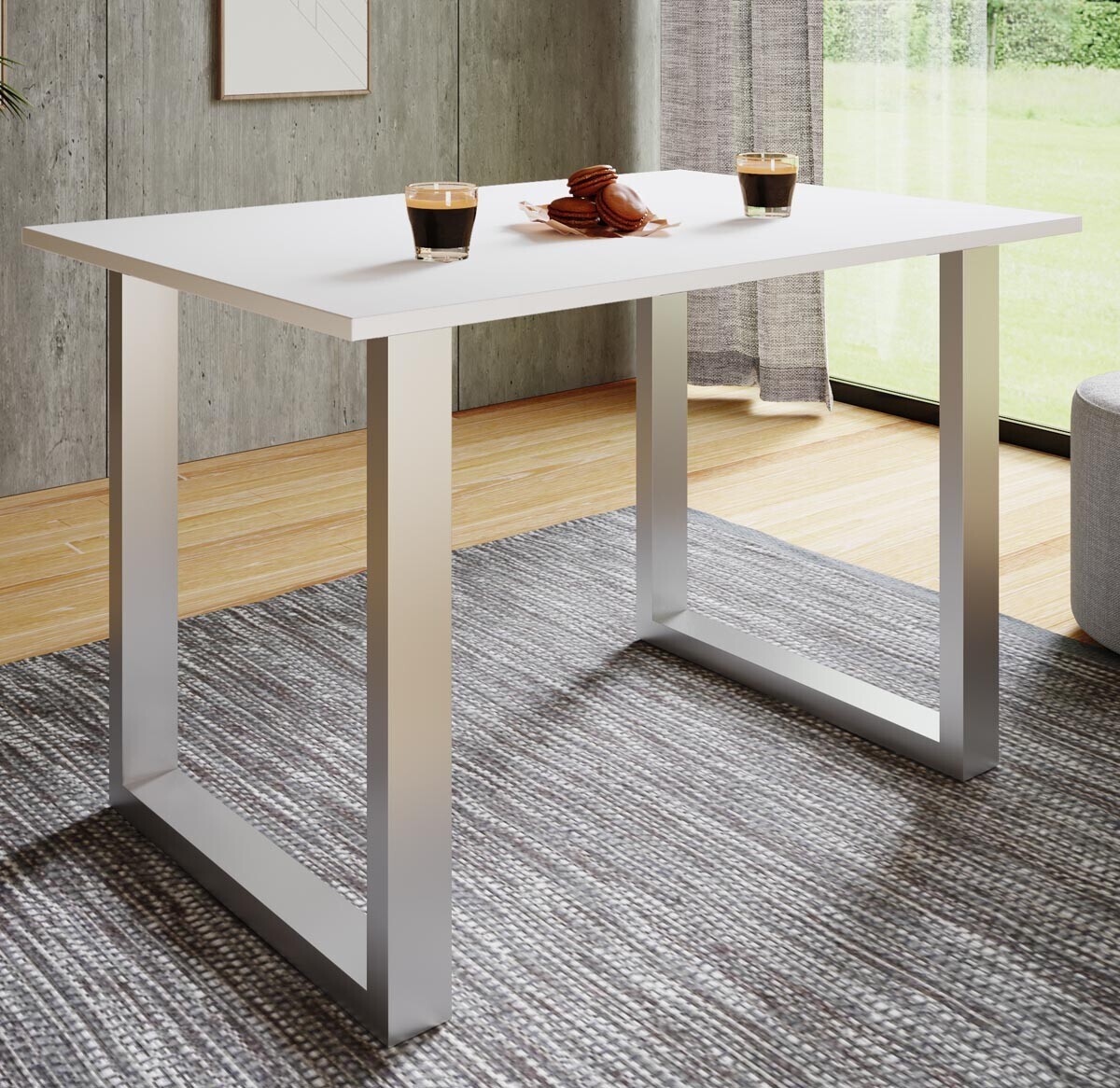 Jídelní stůl Xona 140x50 U-nohy, bílý