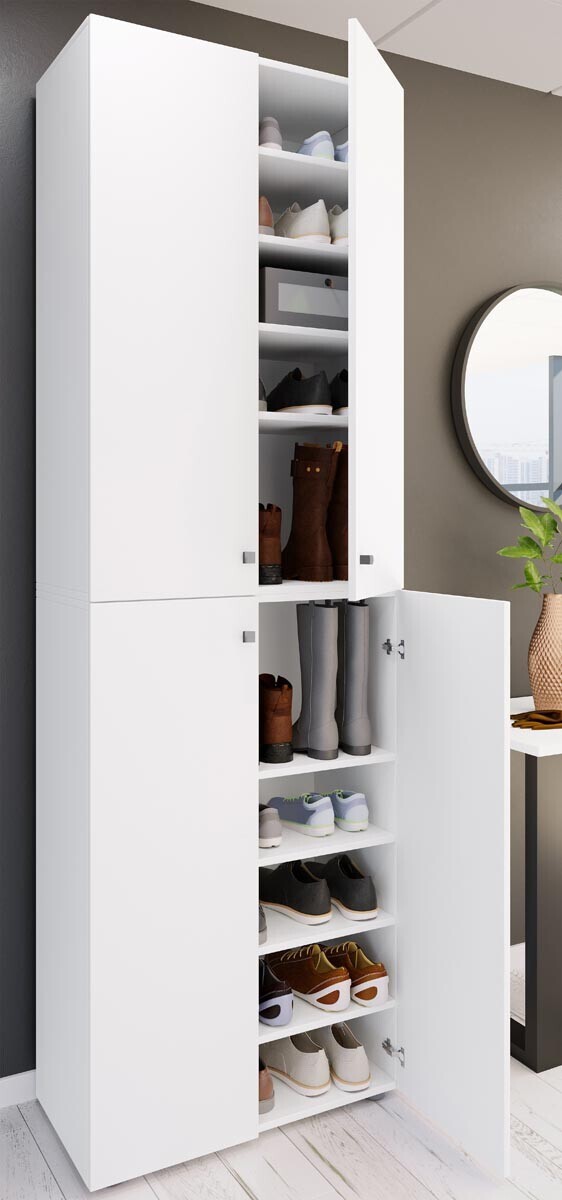 Botník Lona 2XL s 10 přihrádkami, otočné dveře, bílá