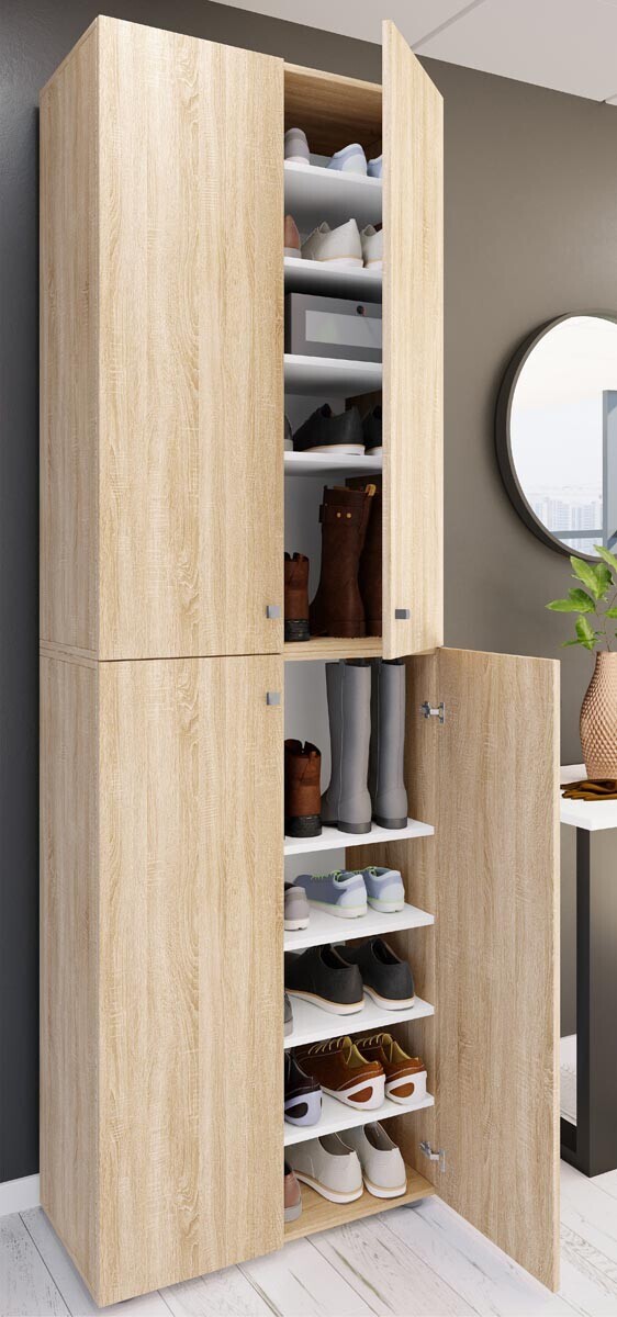 Botník Lona 2XL s 10 přihrádkami, otočné dveře, dub sonoma