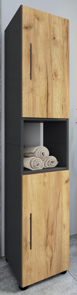 Koupelnová vysoká skříňka Flandu, antracitová