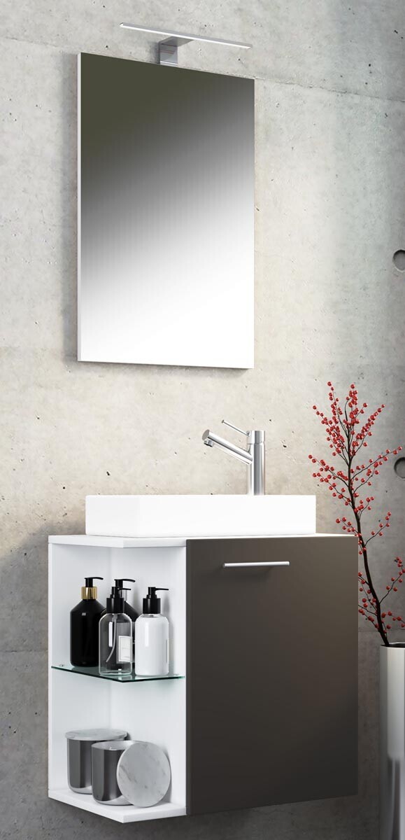 3dílné umyvadlo pro hosty Hausa se zrcadlem, antracitová