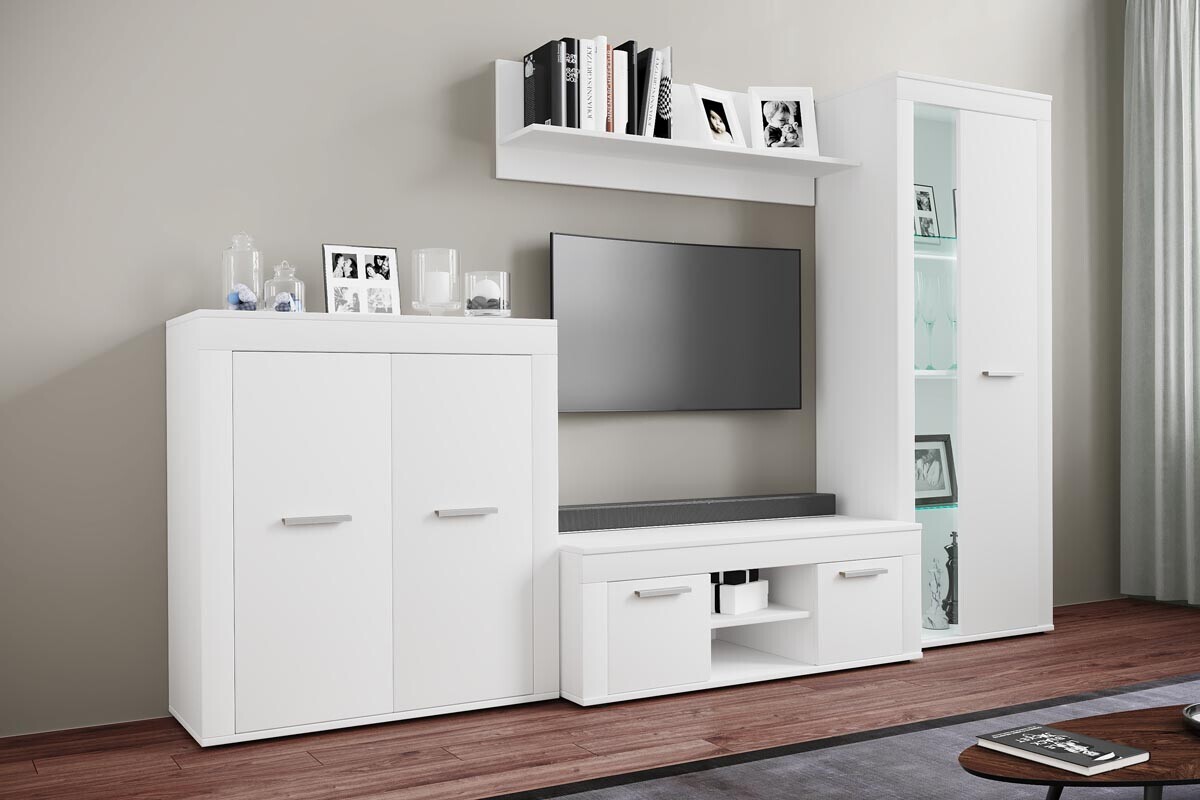 4dílná nástěnná skříňka Usilo L, bílá