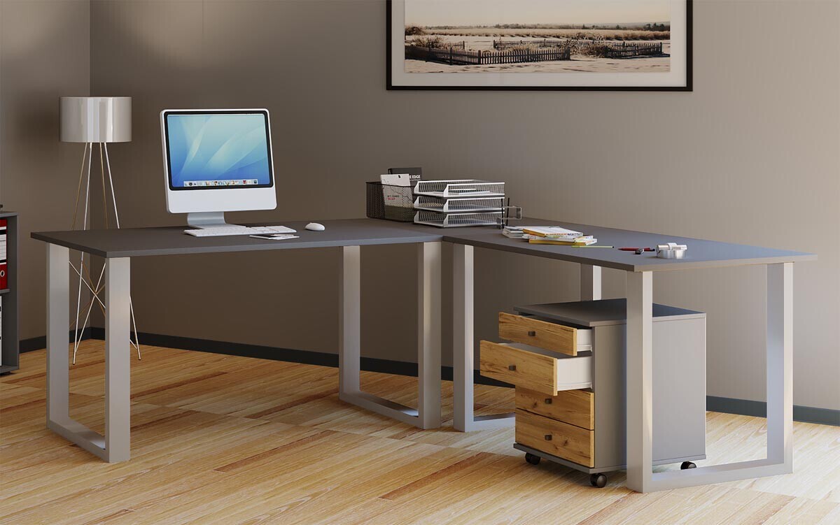 Rohový stůl Lona 190x190x50 U-nohy, antracit