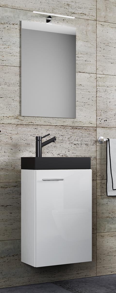 3dílné umyvadlo pro hosty Slito BL se zrcadlem, bílé