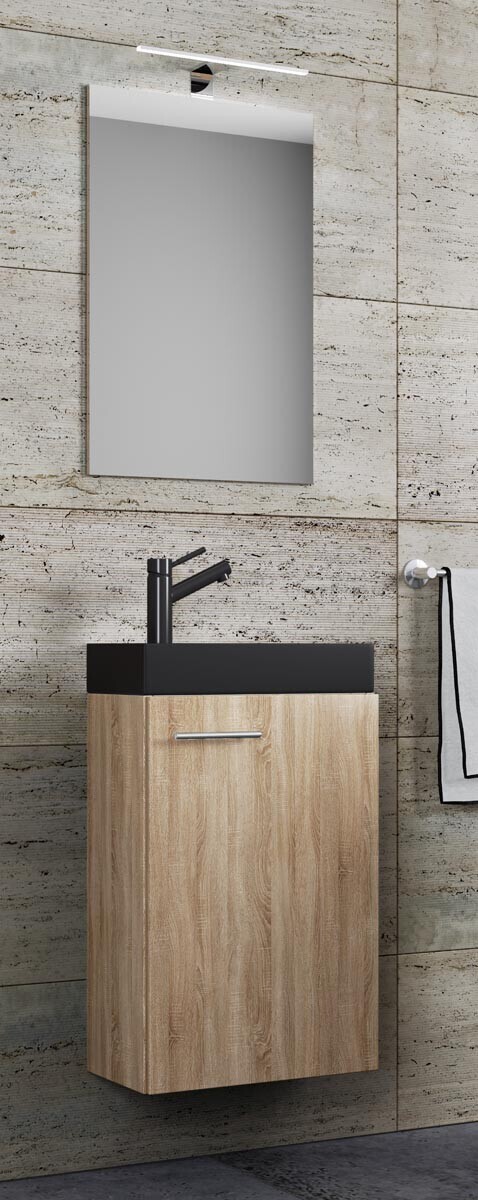 3dílné umyvadlo pro hosty Slito BL se zrcadlem, dub sonoma