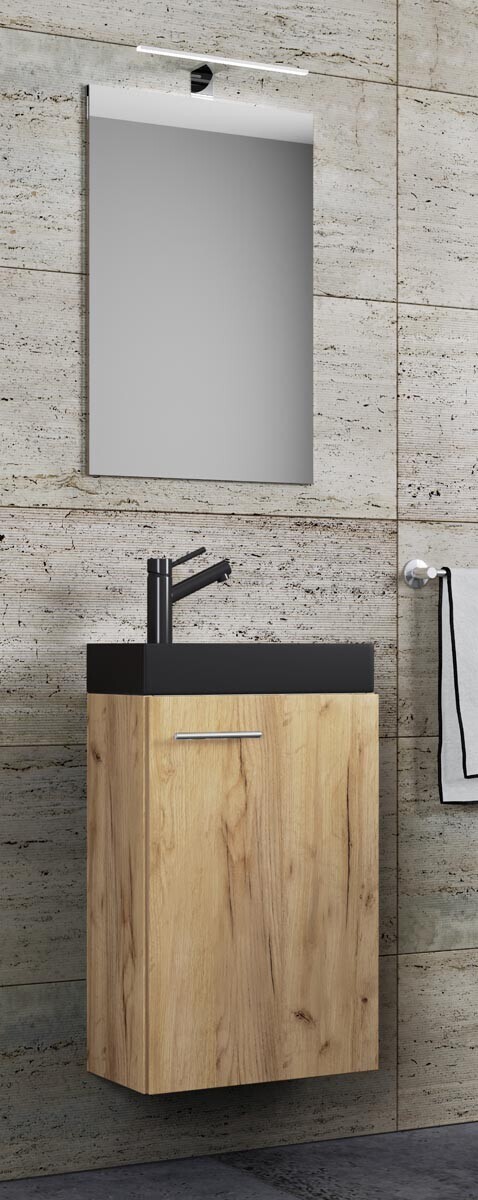 3dílné umyvadlo pro hosty Slito BL se zrcadlem, dub medový