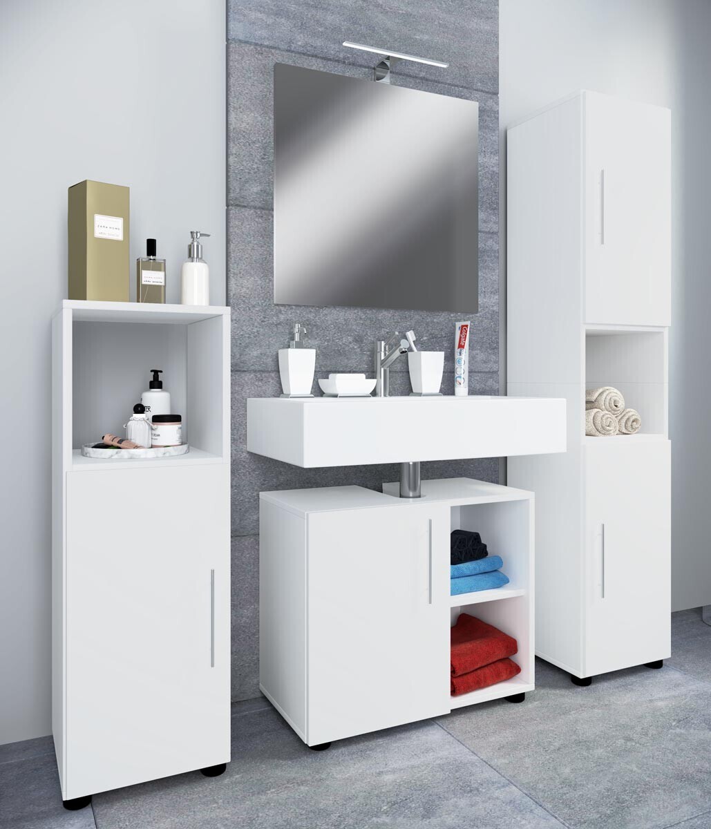 4dílná koupelnová sada nábytku Flandu III, bílá