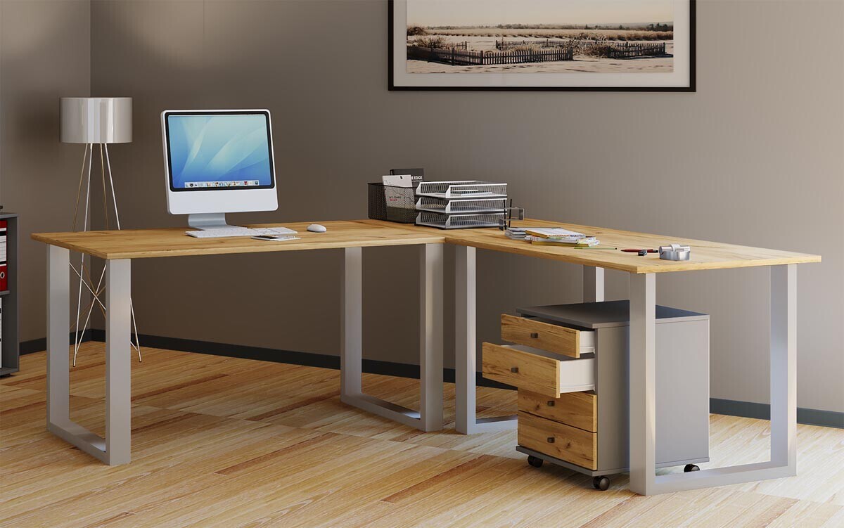 Rohový stůl Lona 220x160x80 U-nohy, dub medový