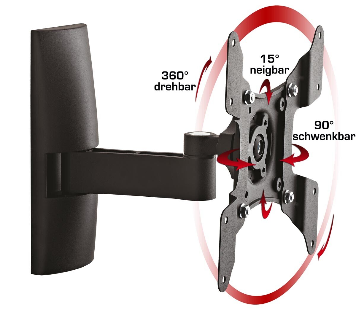 Univerzální nástěnný držák TS 2, s naklápěcím a otočným mechanismem, černý