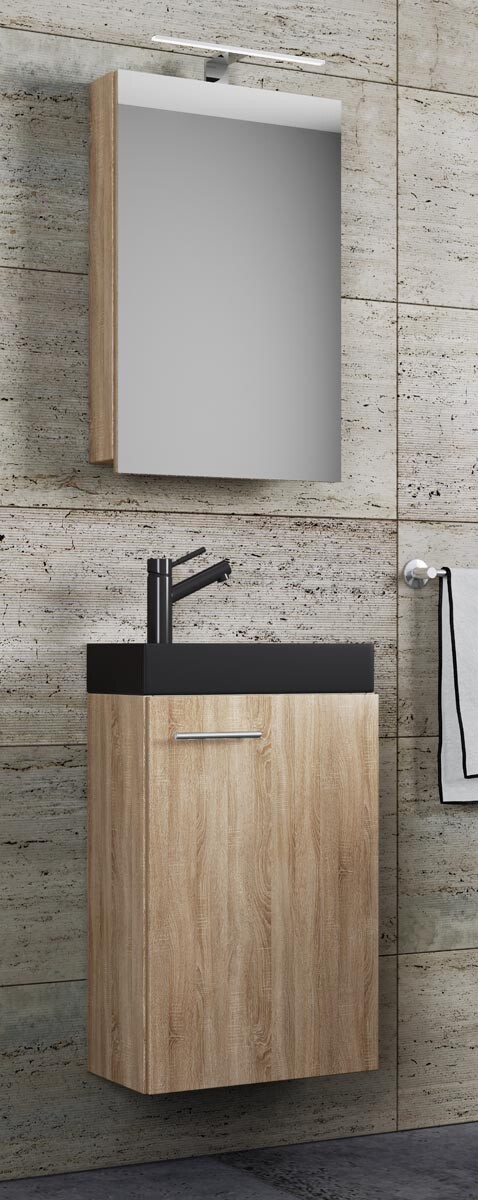 3dílná umyvadlová skřínka pro hosty Slito BL se zrcadlem, dub sonoma