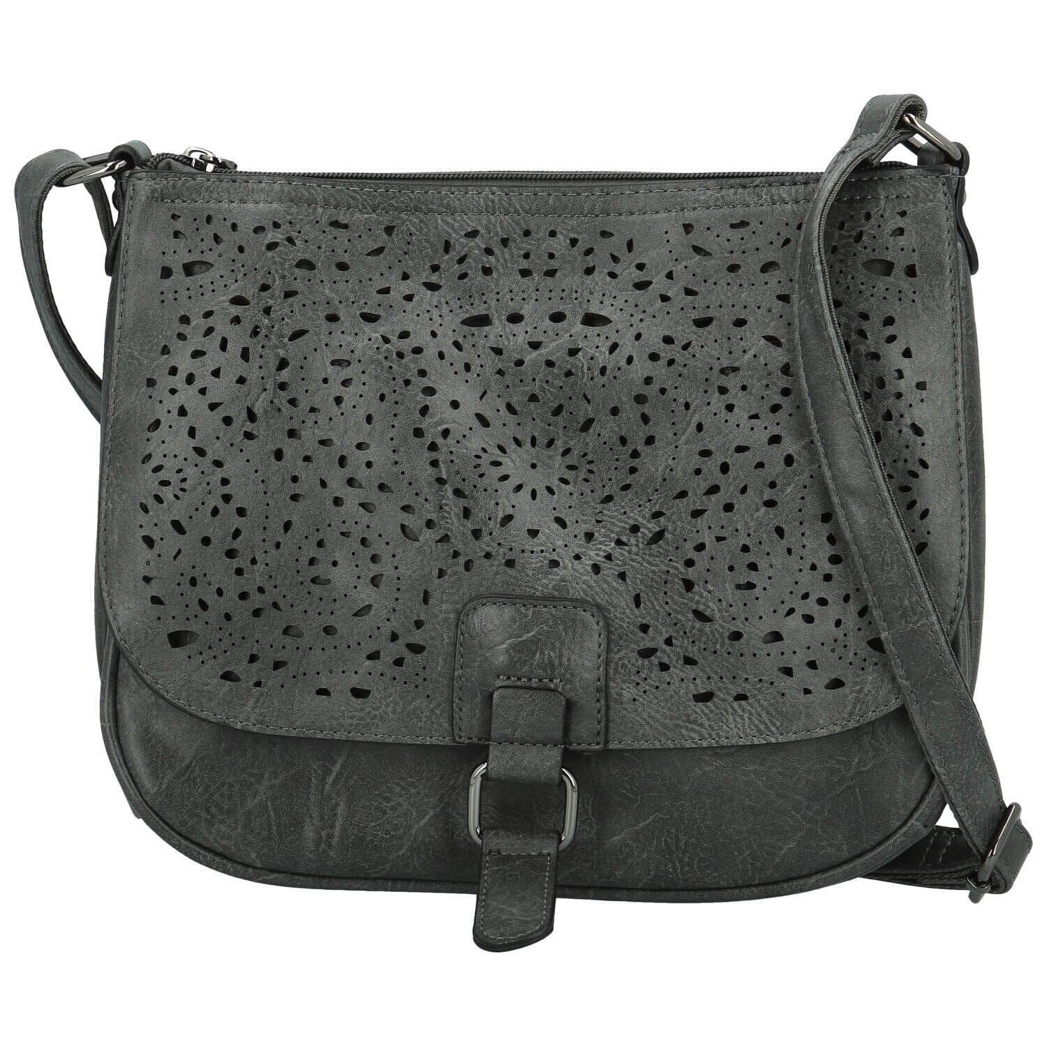 Módní dámská koženková crossbody kabelka Oresta, šedá