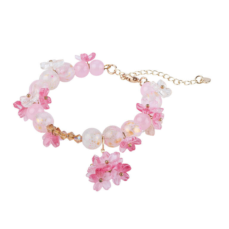 Náramek s korálky MOTÝLCI a KVĚTY