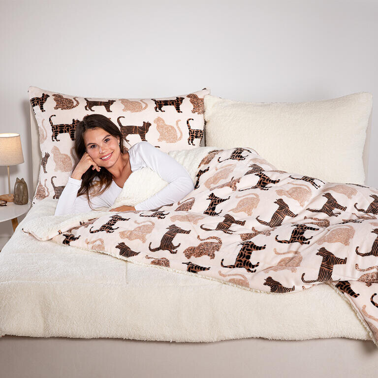 Prošívaná beránková souprava KOČKY 2 ks