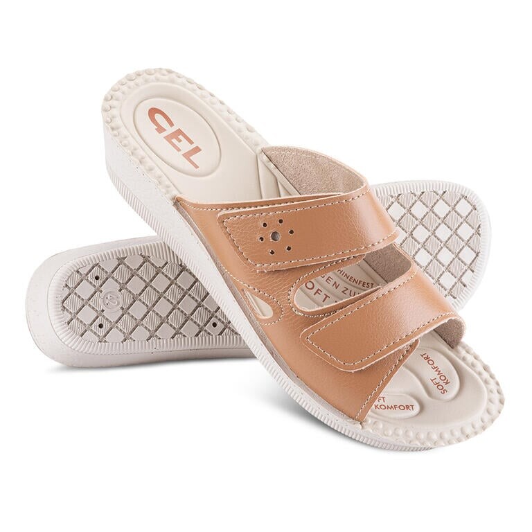 Dámské pantofle na klínku koňakové vel. 37