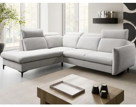 Rohová sedačka Glow, světle šedá látka, levý roh