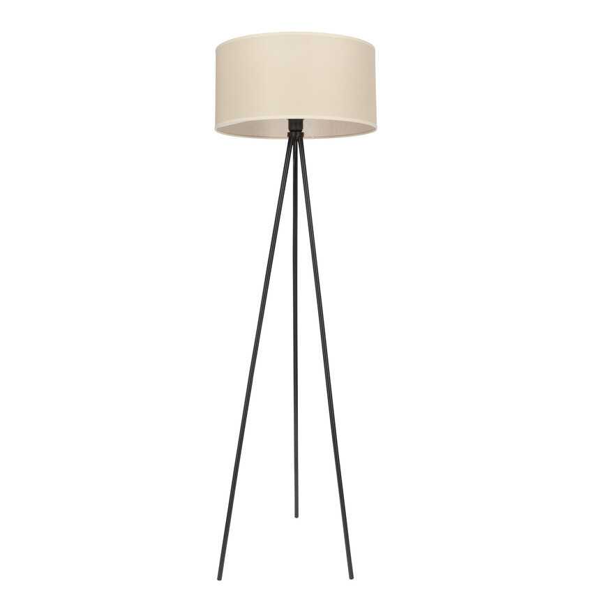 Stojací lampa SHANTI černá 1x40W E27 béžové stínidlo