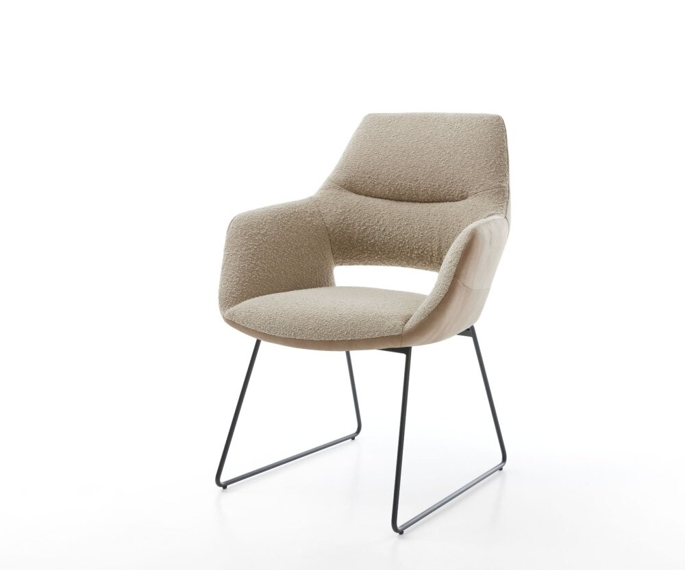 Jídelní židle Yago-Flex s područkami mix materiálů béžová tenká podnož