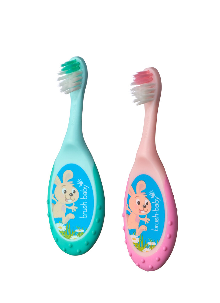 Brush-baby FlossBrush 2in1, první zubní kartáček a kousátko 2v1, 0-3 roky