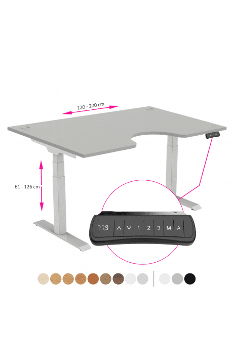 ERGO výškově nastavitelný stůl SKY ERGO šedá / šedá šířka 1200-2000 mm