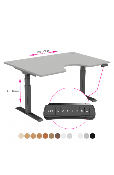 ERGO výškově nastavitelný stůl SKY ERGO šedá / černá šířka 1200-2000 mm