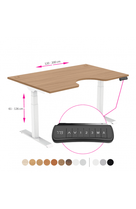 ERGO výškově nastavitelný stůl SKY ERGO višeň / bílá šířka 1200-2000 mm