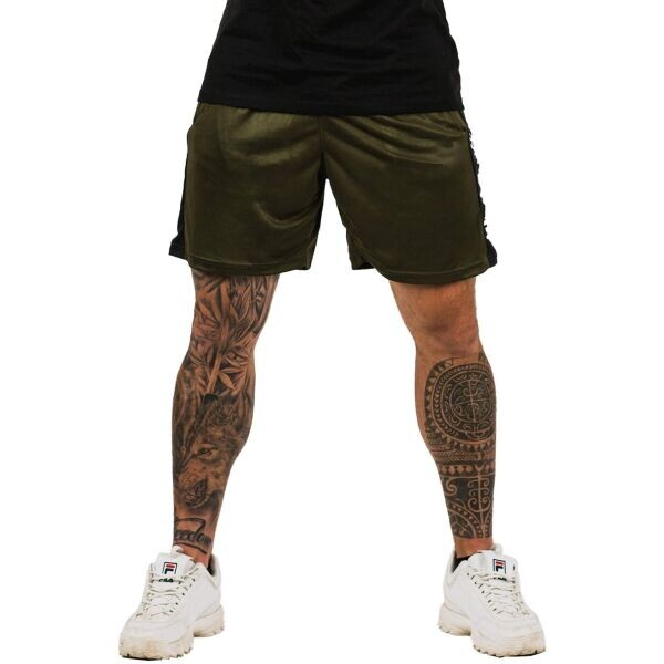 GymBeam VERTICAL MILITARY Pánské fitness šortky, tmavě zelená, velikost