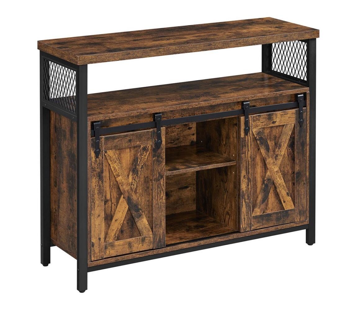 Komoda s posuvnými dvířky FIRA hnědá/černá