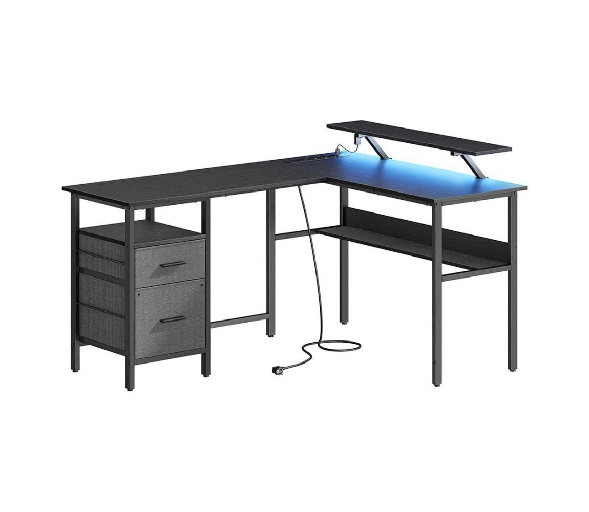 Psací stůl s podsvícením SOLEA-X hnědá/černá