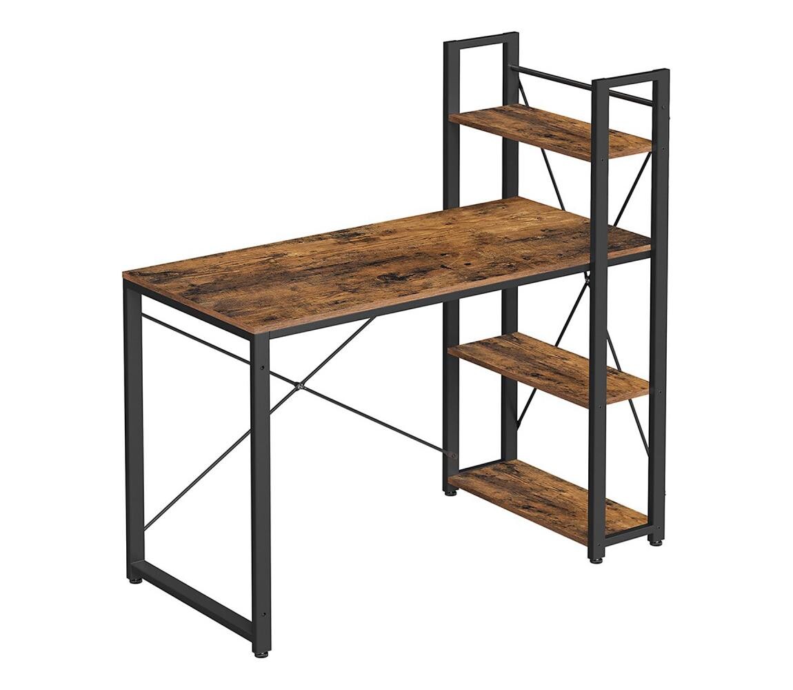 Psací stůl s policemi SOLEA hnědá/černá