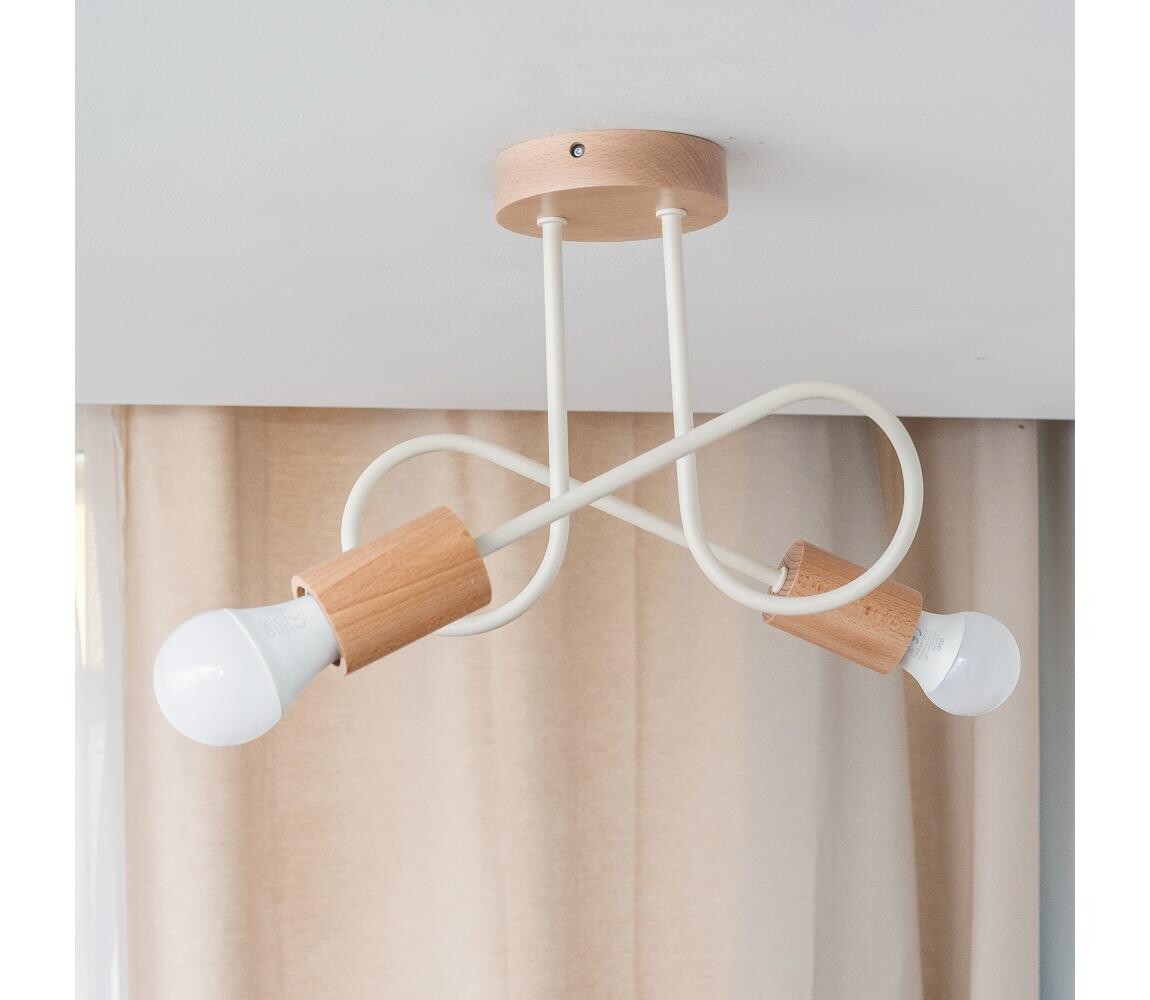 Přisazený lustr OXFORD 2xE27/15W/230V borovice/krémová